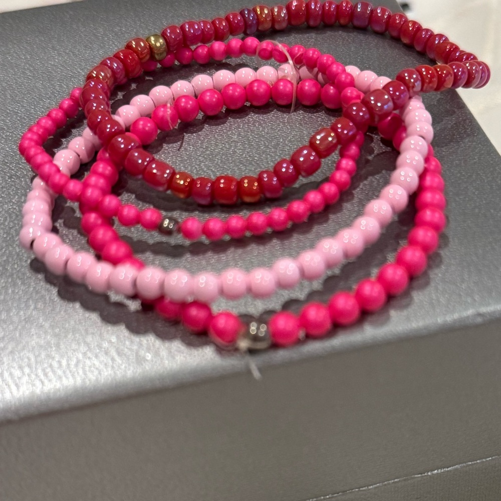 Pink Beaded Bracelet Set